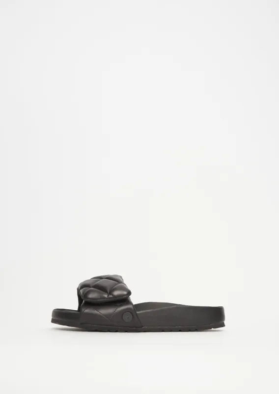 Sylt Padded Leather Slides — Black sold by La Garconne
