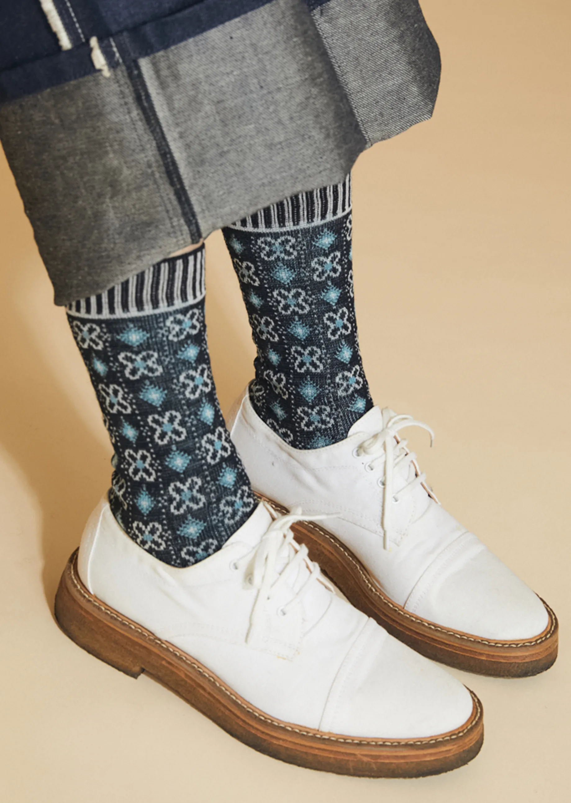 Flower Grid Socks — Black sold by La Garconne product image thumbnail 3
