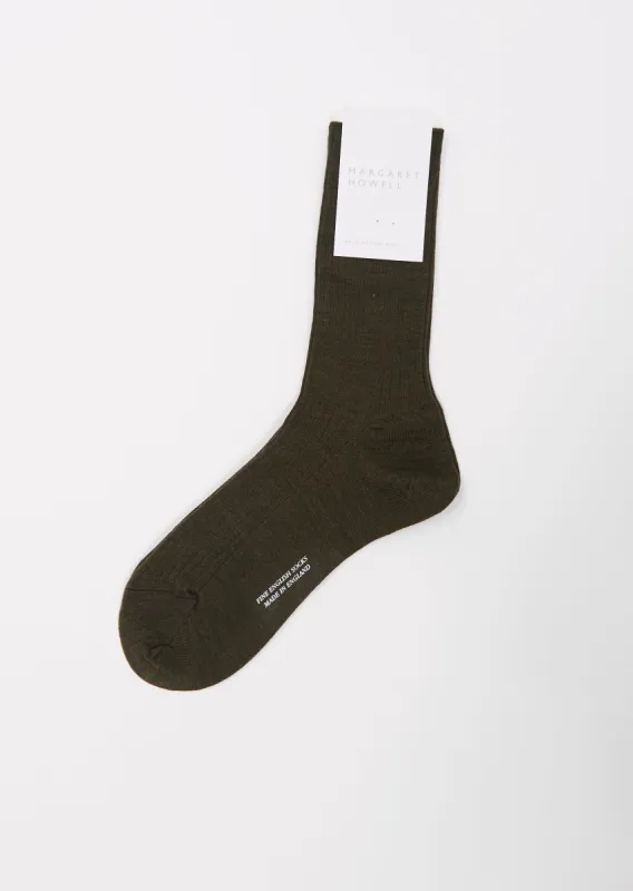 Full Rib Sock — Dark Olive sold by La Garconne