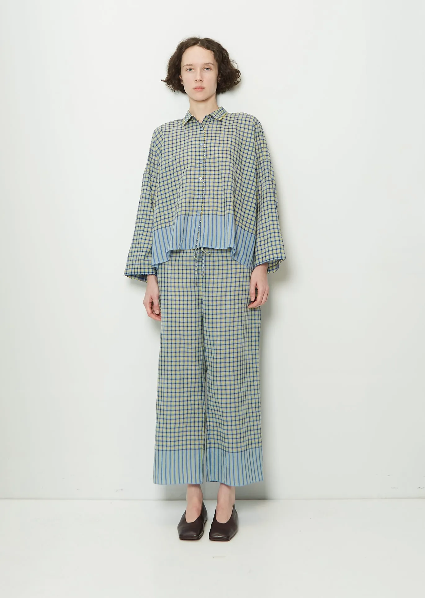 Cotton Gingham Check Drawstring Pants sold by La Garconne product image thumbnail 4