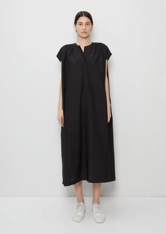 Gathered Shoulder Cotton Silk Dress sold by La Garconne