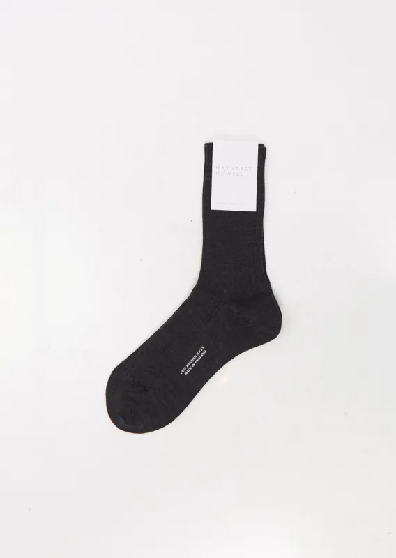 Full Rib Sock — Charcoal sold by La Garconne