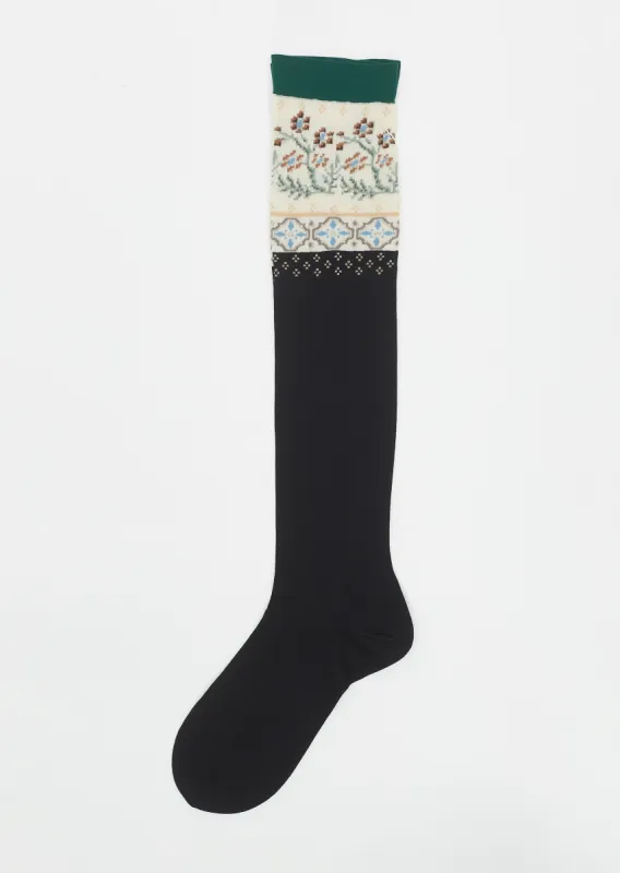 Floral Mosaic Socks — Black sold by La Garconne