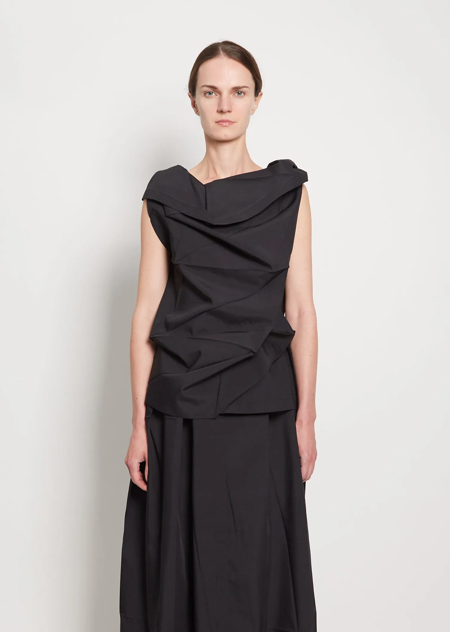 Solid Folds Blouse — Black sold by La Garconne