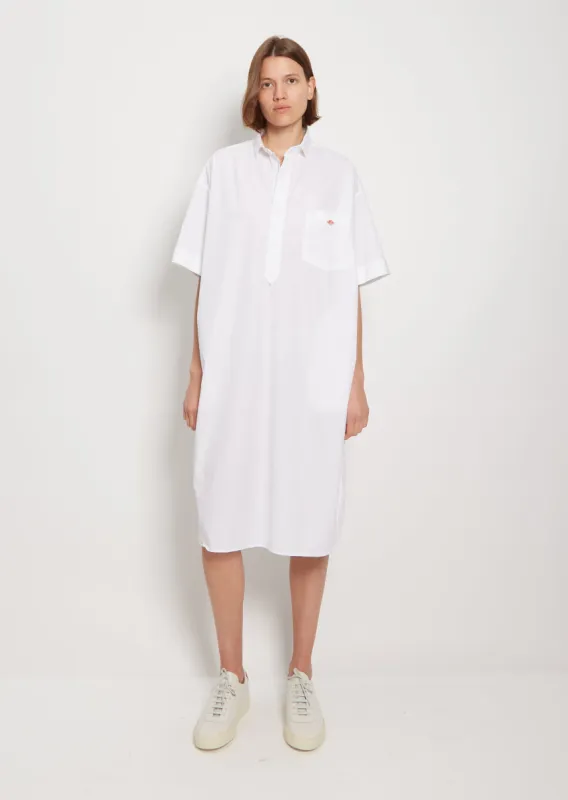 Collared Cotton Dress — White sold by La Garconne