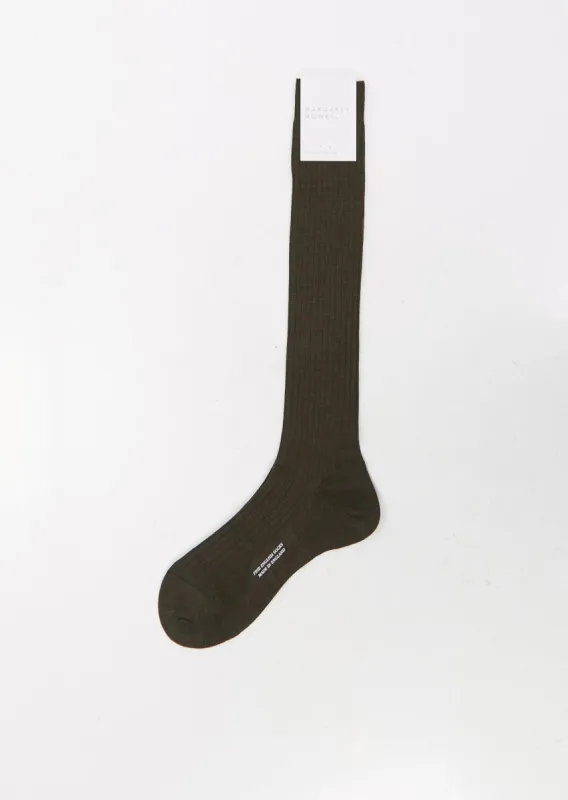 Long Ribbed Sock — Dark Olive sold by La Garconne