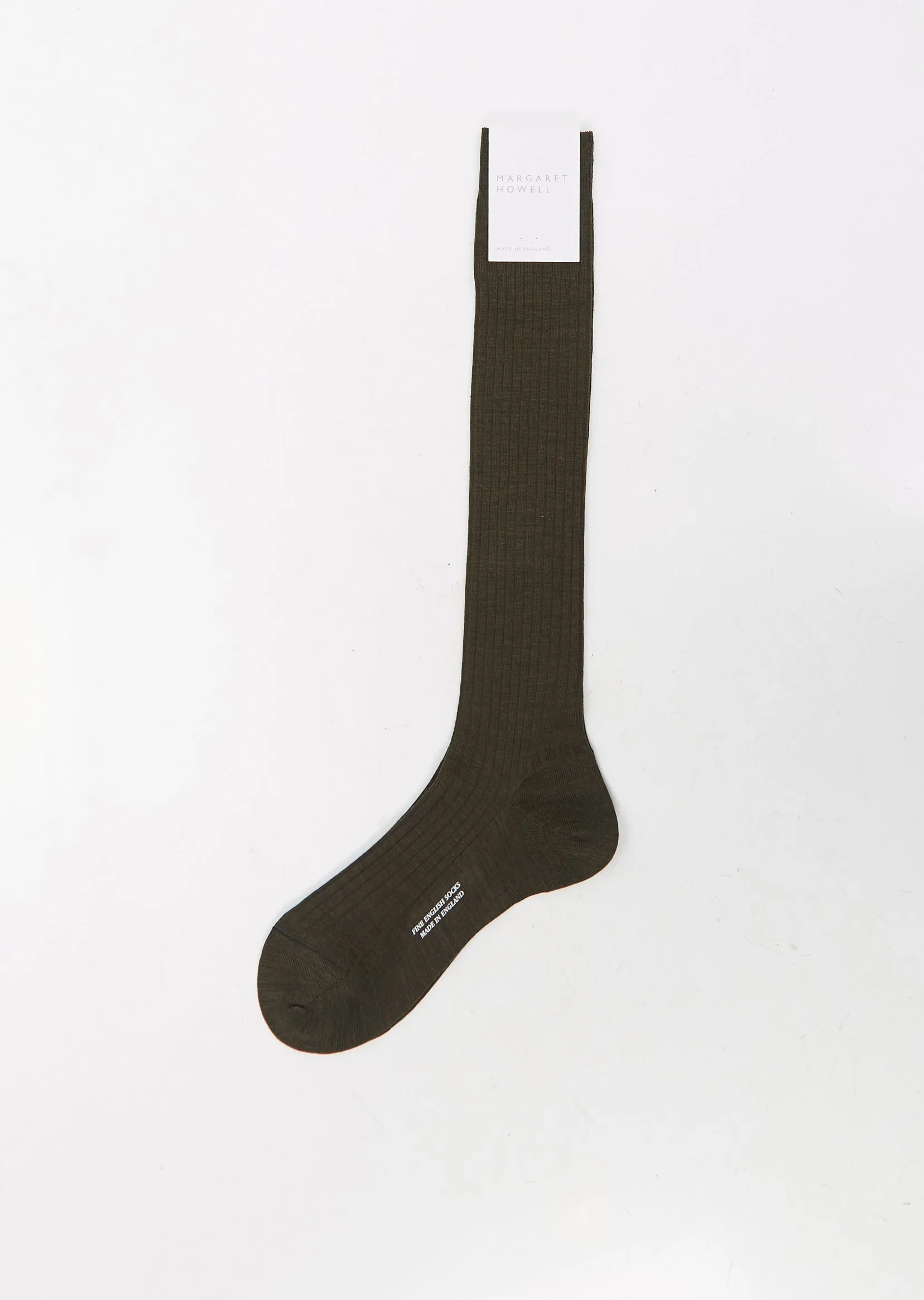 Long Ribbed Sock — Dark Olive sold by La Garconne