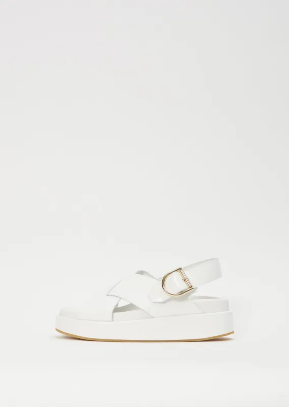 Platform Leather Sandal — White made by Dries Van Noten