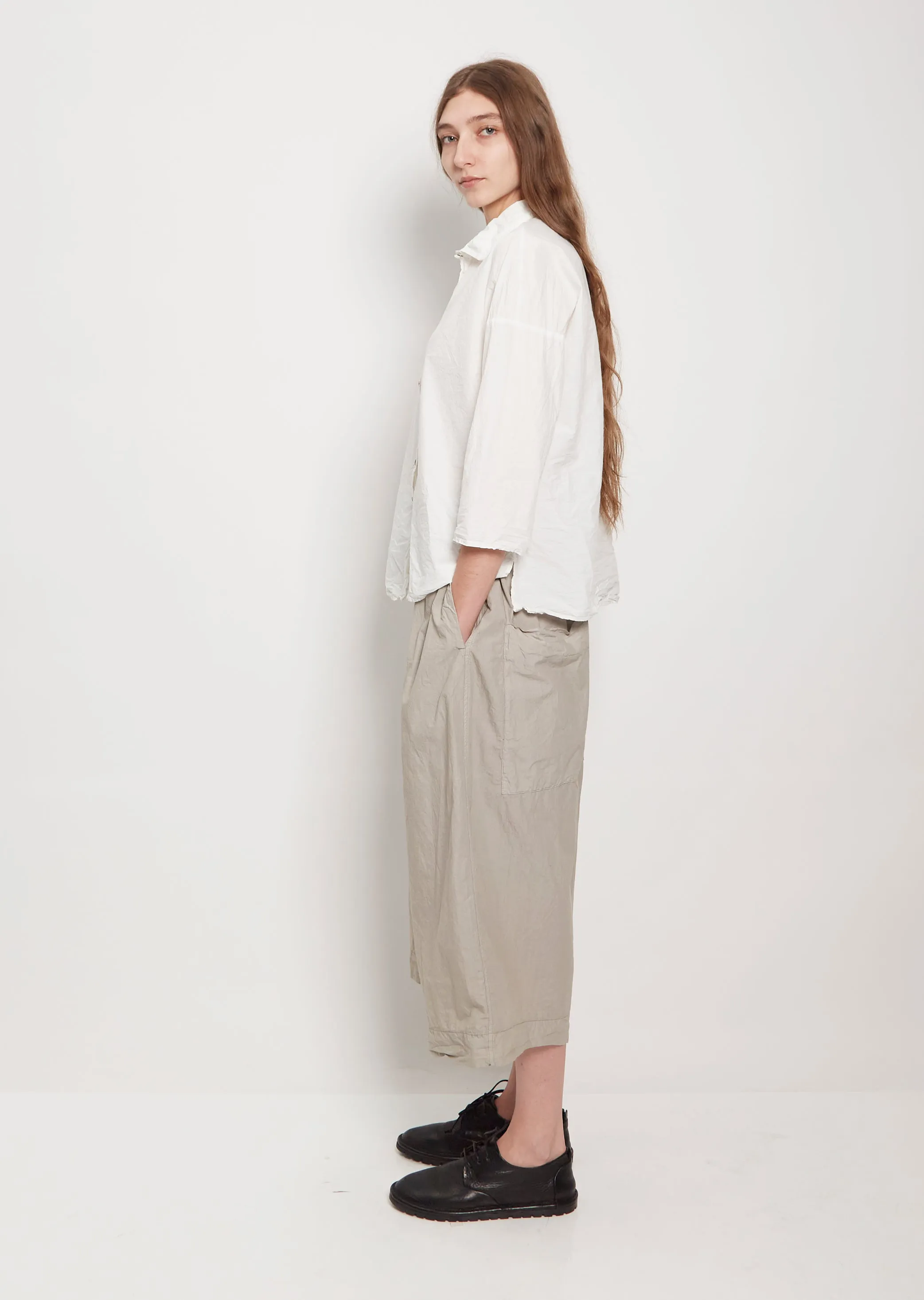 Tissue Cotton Wide Trousers — Stone Grey sold by La Garconne product image thumbnail 2