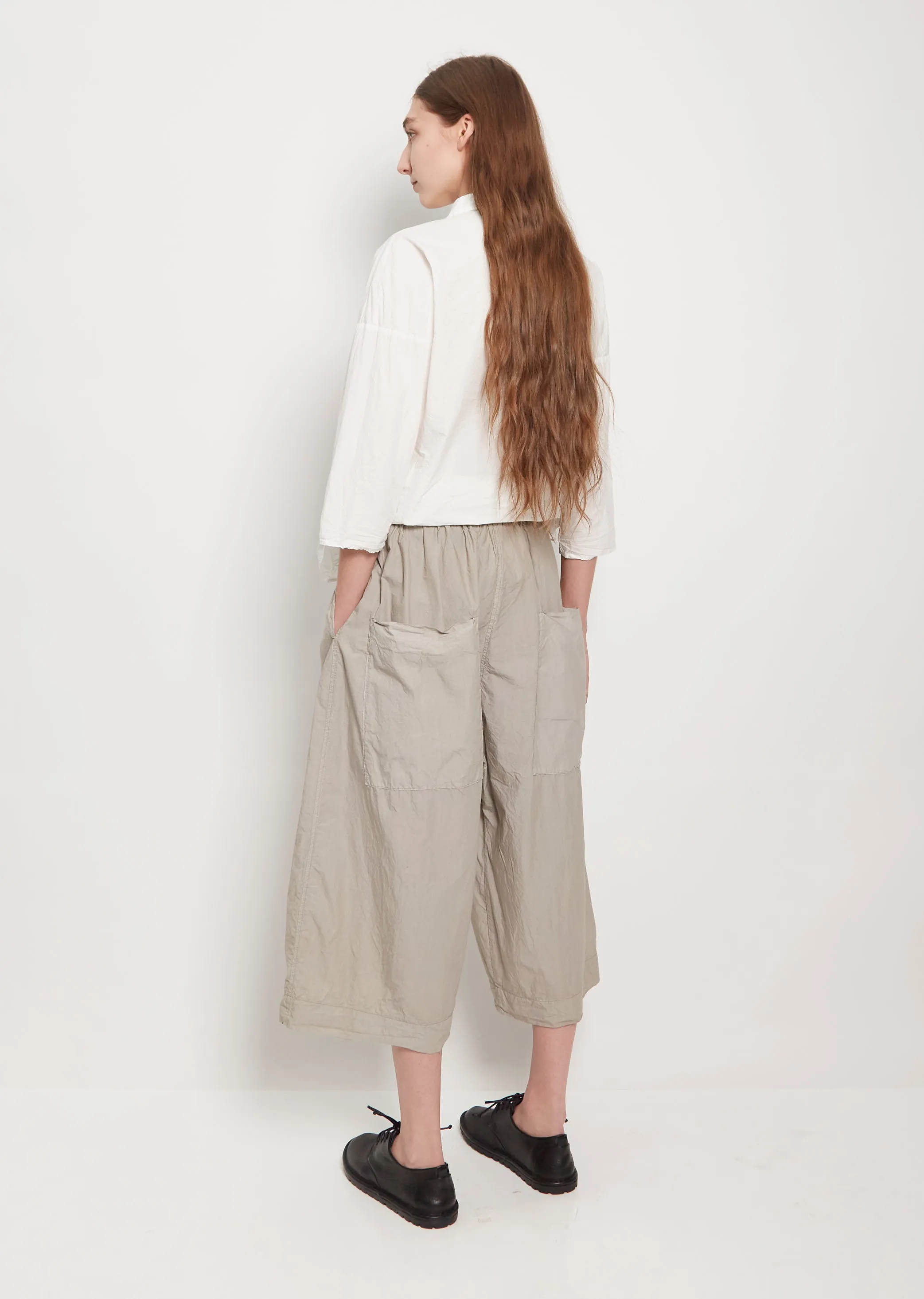 Tissue Cotton Wide Trousers — Stone Grey sold by La Garconne product image thumbnail 3