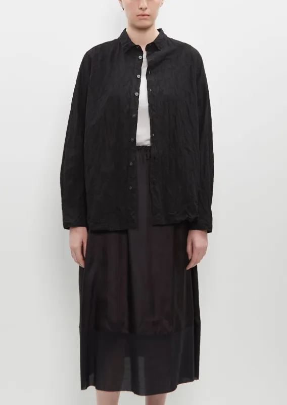 Classic Crinkle Cotton Blouse — Black sold by La Garconne