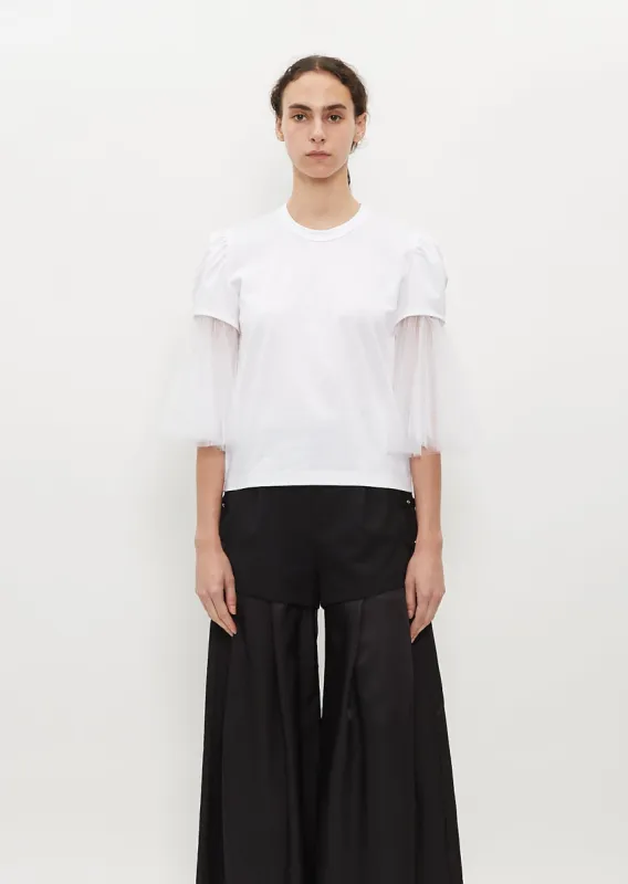 Cotton Ponte x Nylon Tulle T-Shirt sold by La Garconne