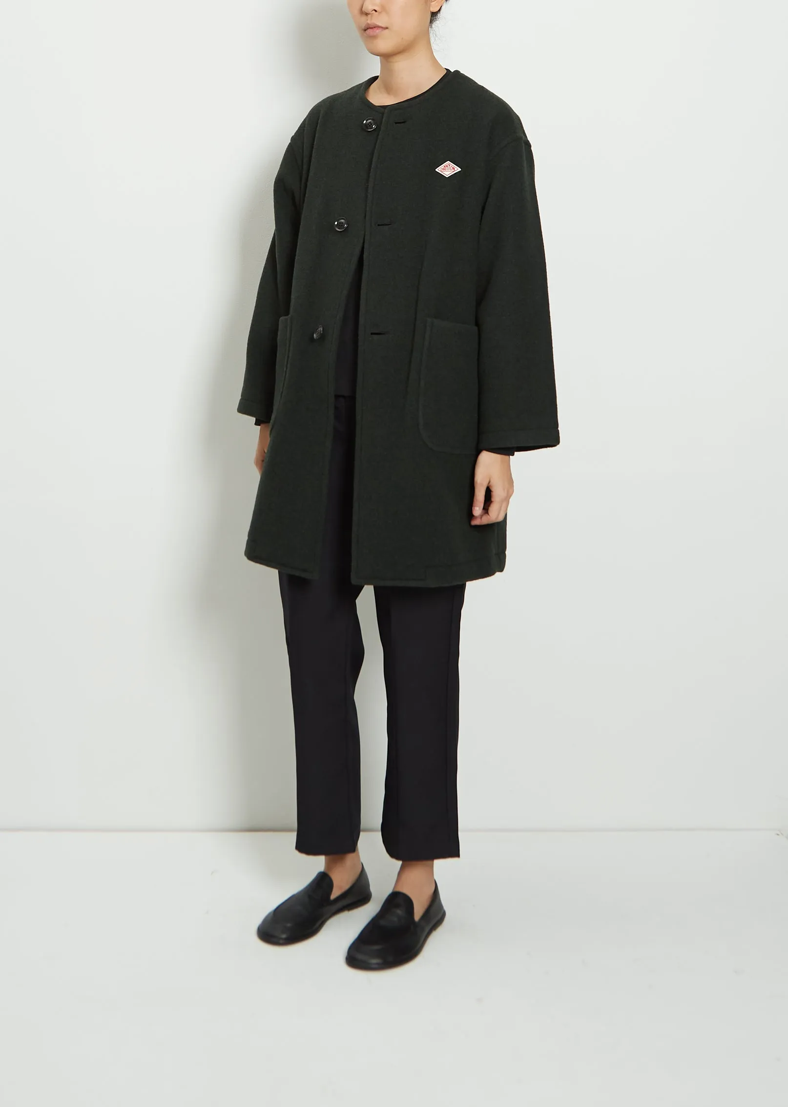 Wool Blend Collarless Crew Neck Coat sold by La Garconne product image thumbnail 4