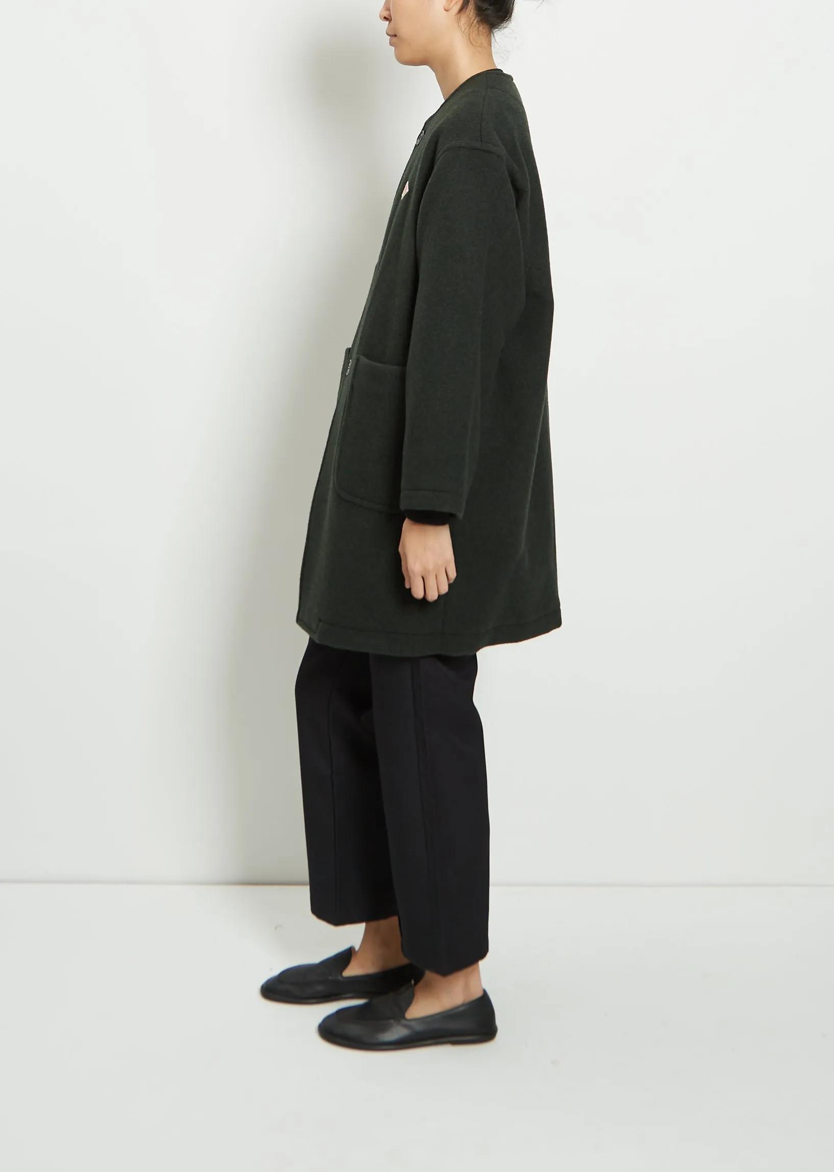 Wool Blend Collarless Crew Neck Coat sold by La Garconne product image thumbnail 2