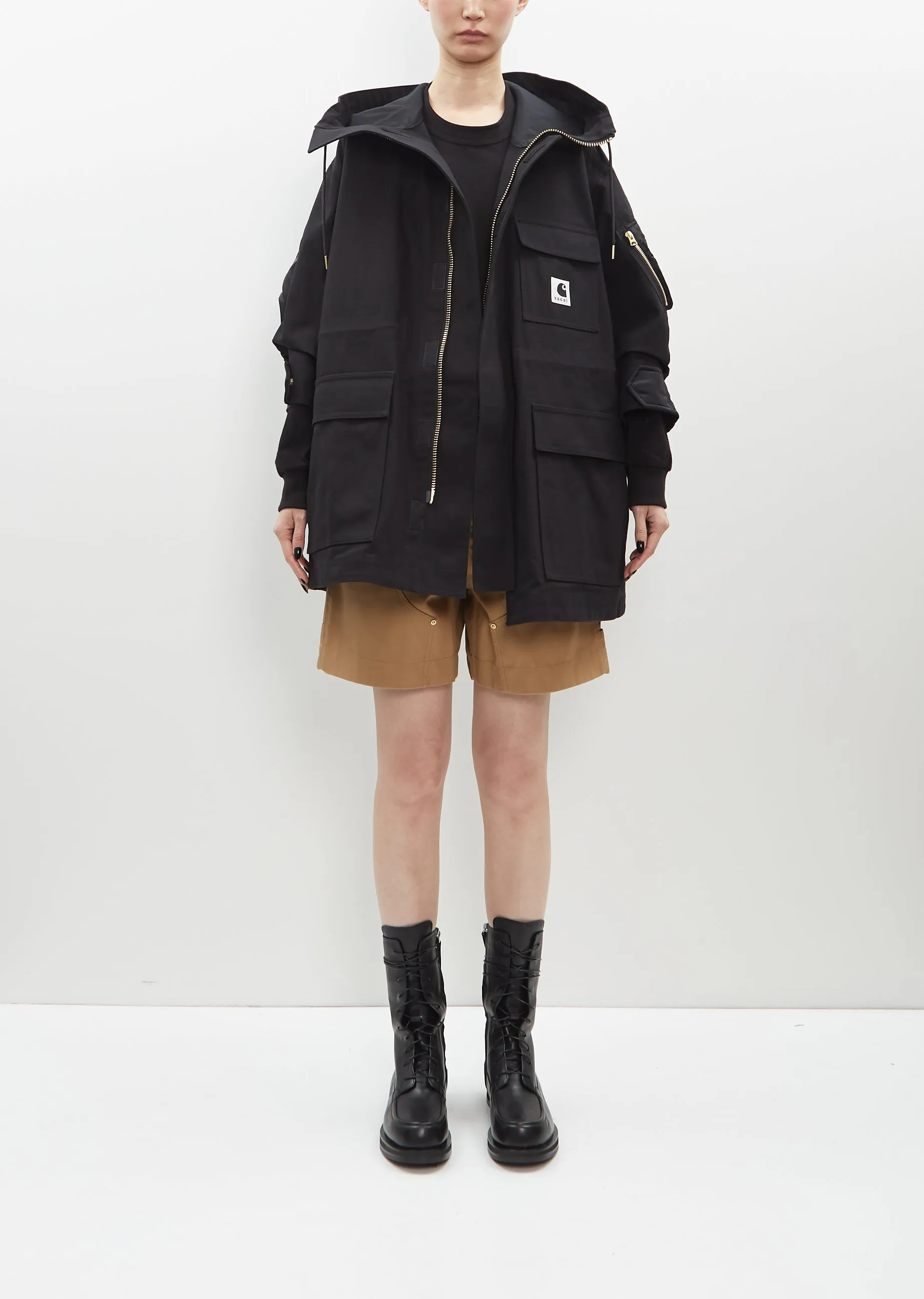 Duck x Nylon Twill Coat — Black sold by La Garconne