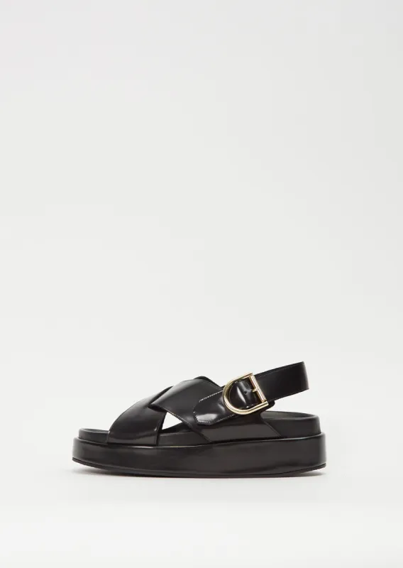 Platform Leather Sandal — Black made by Dries Van Noten