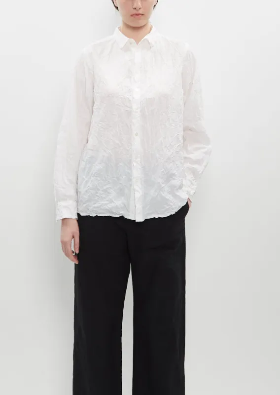 Classic Crinkle Cotton Blouse — Off White sold by La Garconne