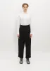 Double Tucked Mackin Wool Gabardine Pants — Black sold by La Garconne