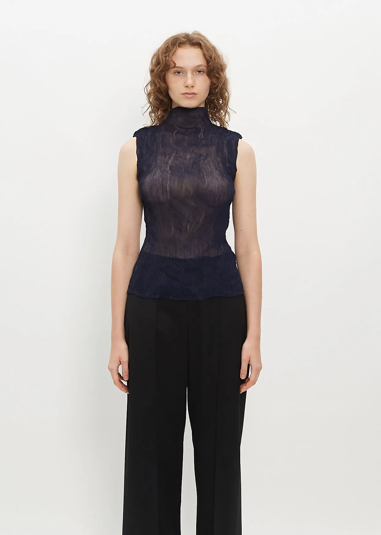 Chiffon Twist Top — Navy sold by La Garconne
