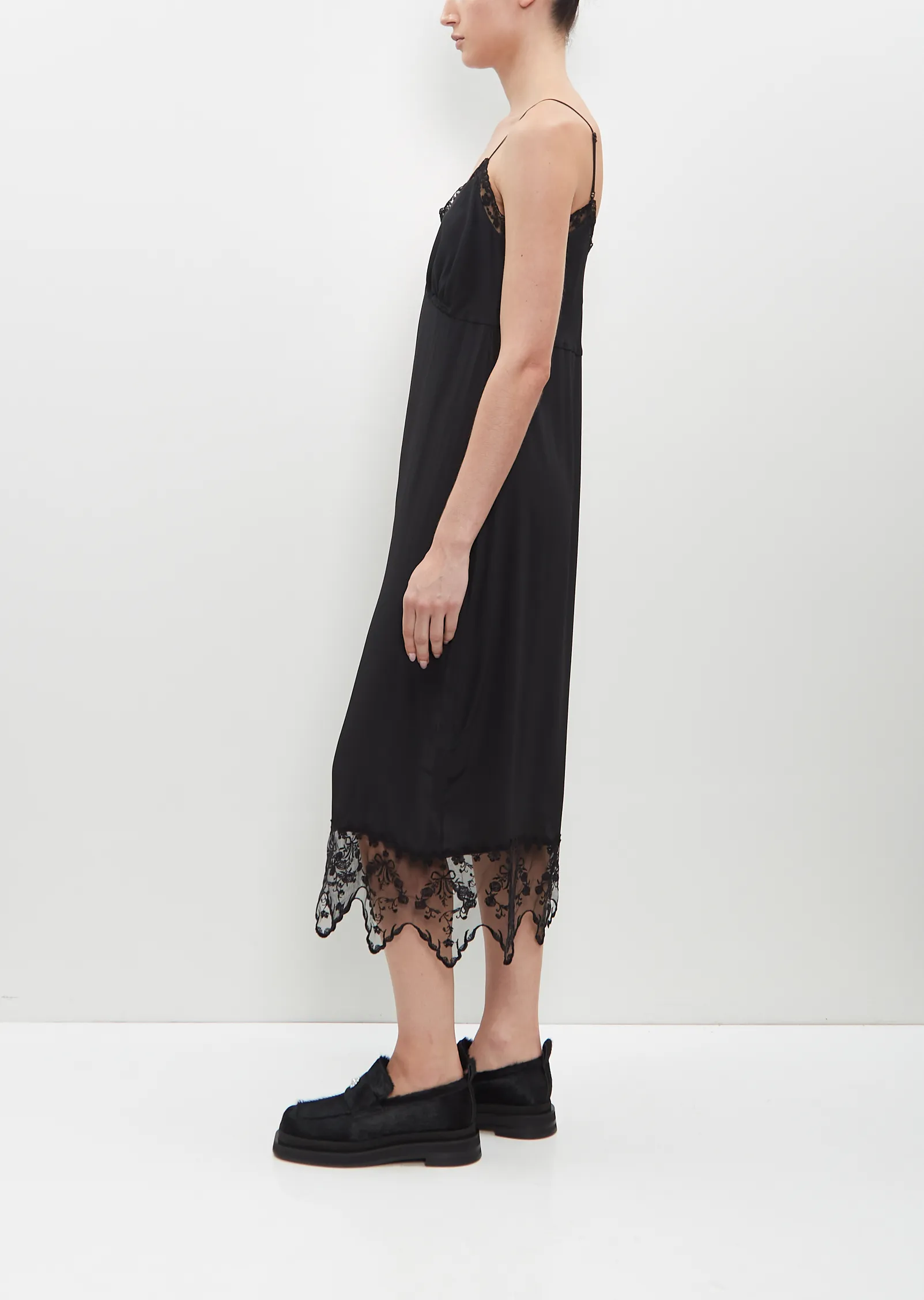 Lace Trim Slip Dress — Black sold by La Garconne product image thumbnail 2