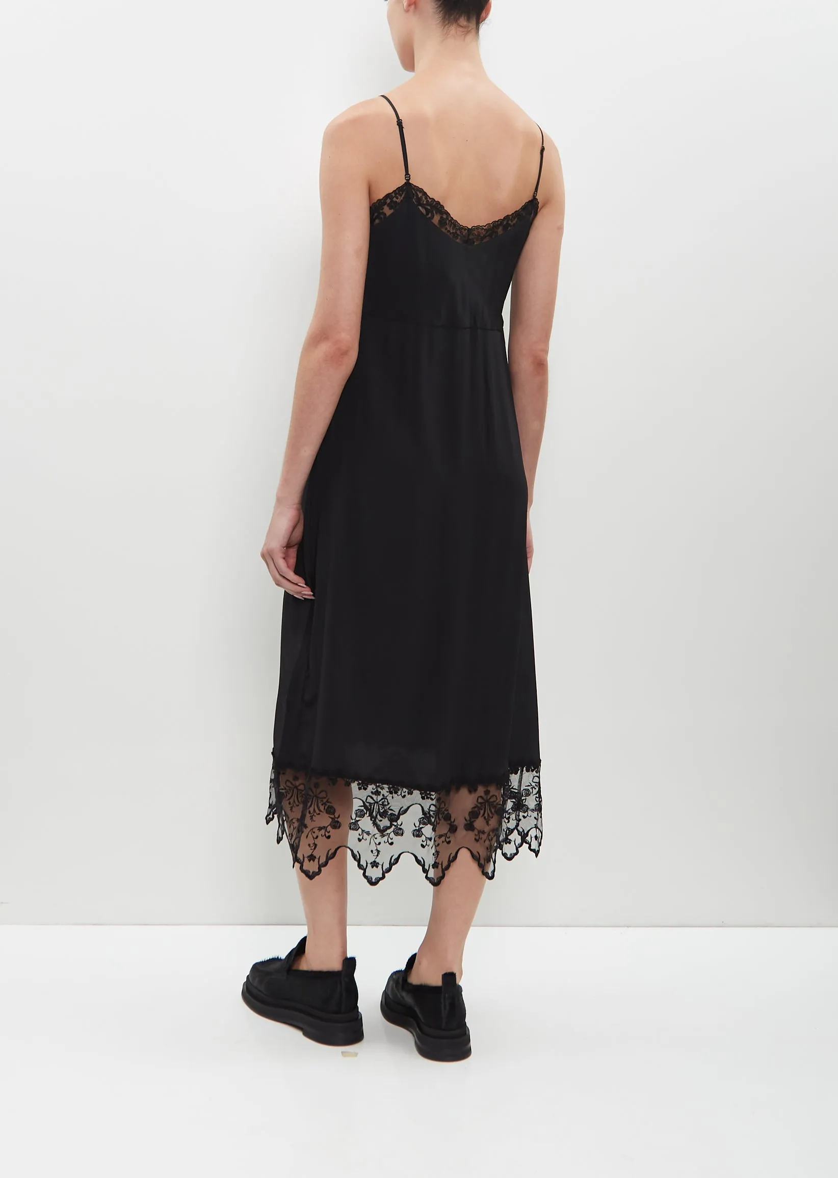 Lace Trim Slip Dress — Black sold by La Garconne product image thumbnail 3