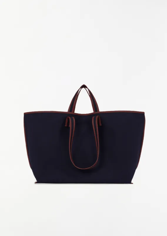 Canvas Tote — Navy / Oil Bordeaux sold by La Garconne