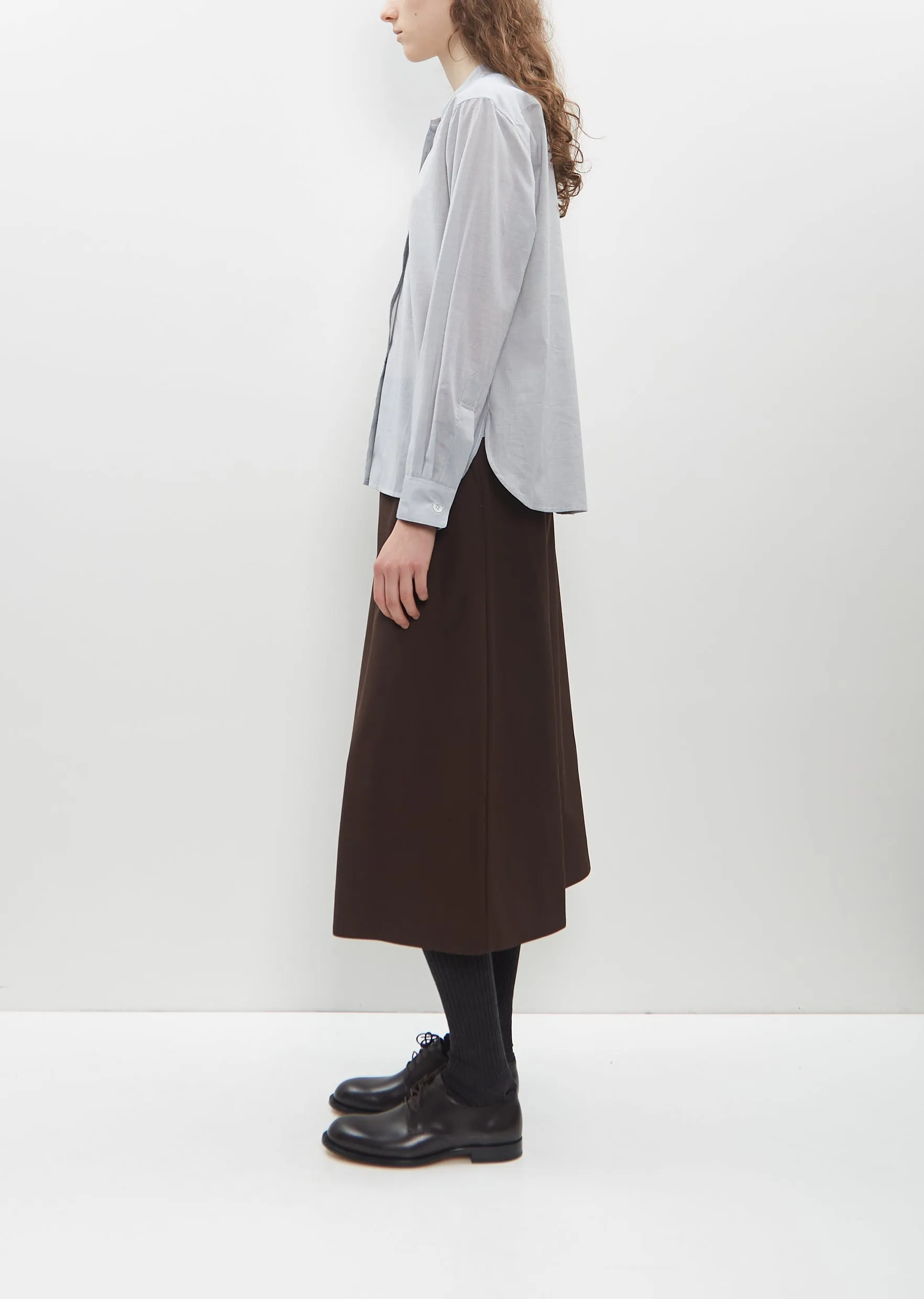 Button Through Collarless Shirt — Blue sold by La Garconne product image thumbnail 2