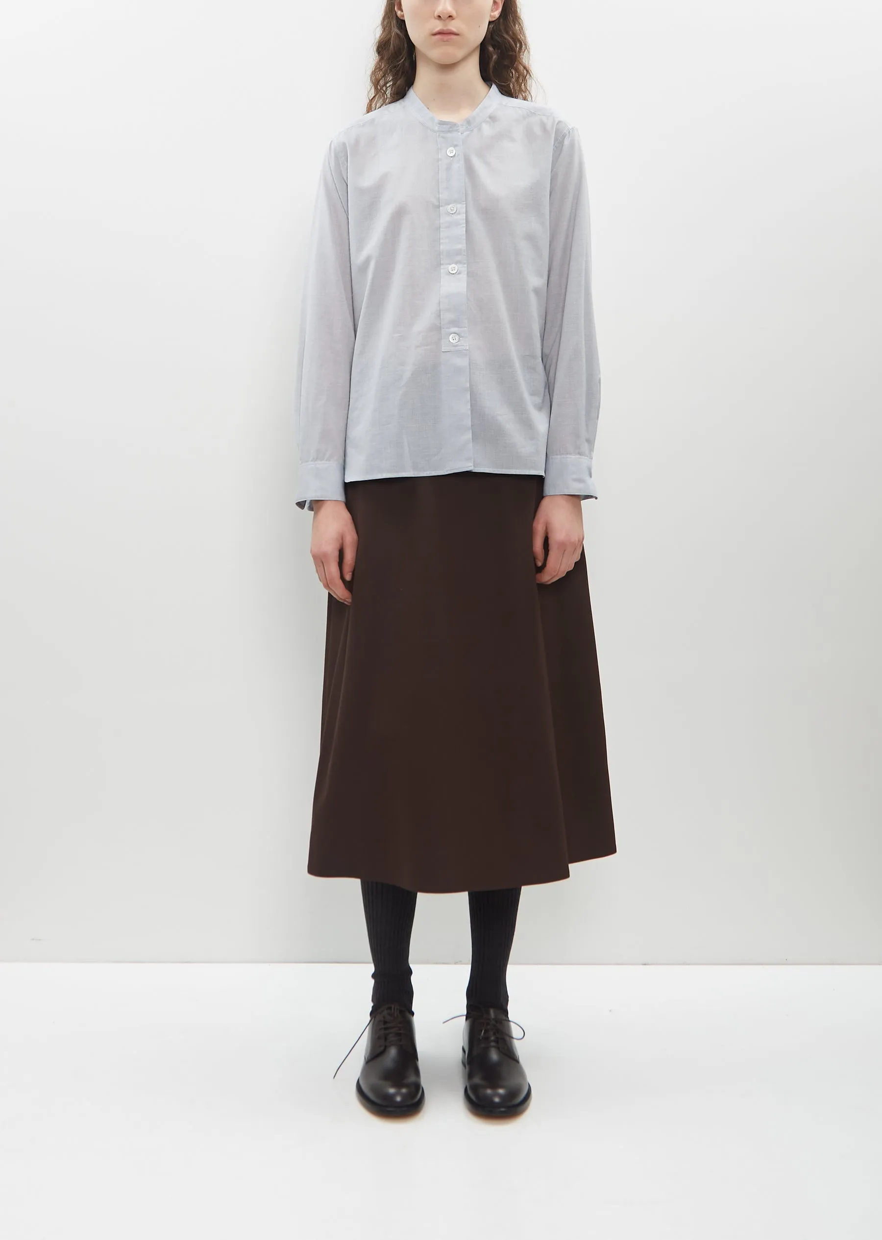 Button Through Collarless Shirt — Blue sold by La Garconne product image thumbnail 4