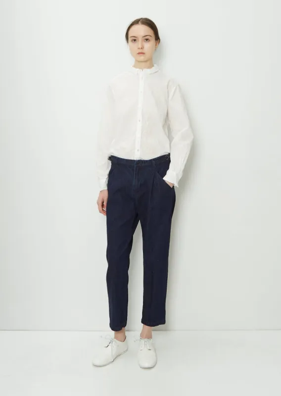 Cotton Linen Denim Pants — Indigo sold by La Garconne