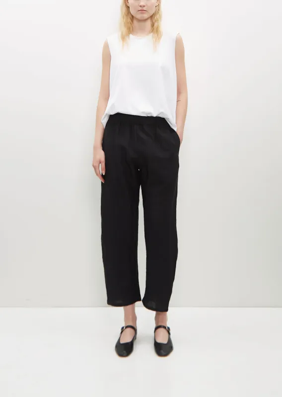 Linen Tapered Pants — Black sold by La Garconne