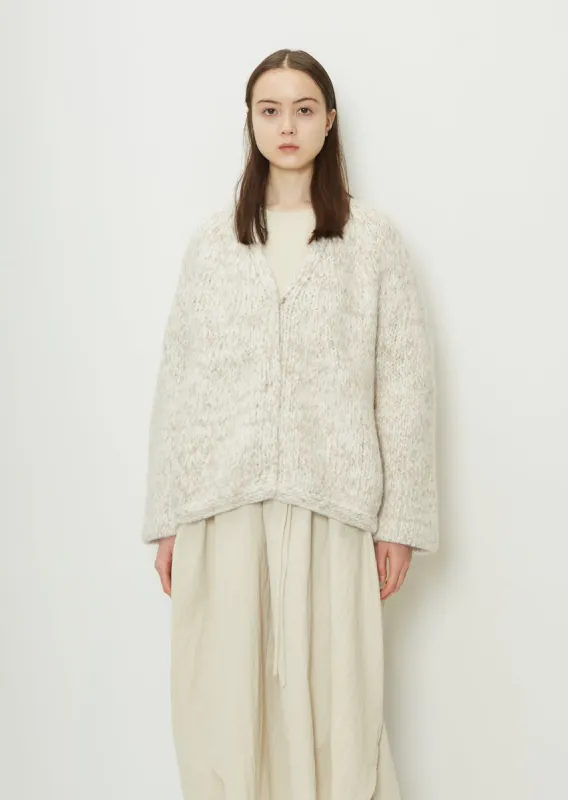 Handknit Marl Alpaca Wool Cardigan sold by La Garconne