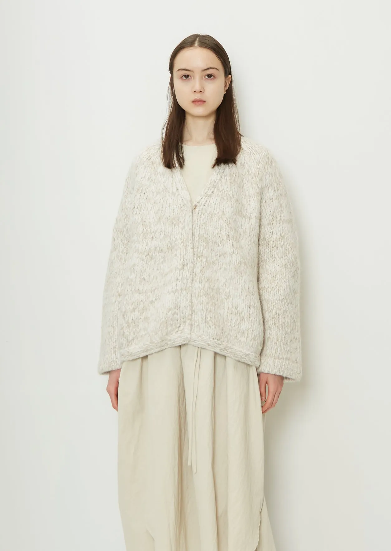 Handknit Marl Alpaca Wool Cardigan sold by La Garconne
