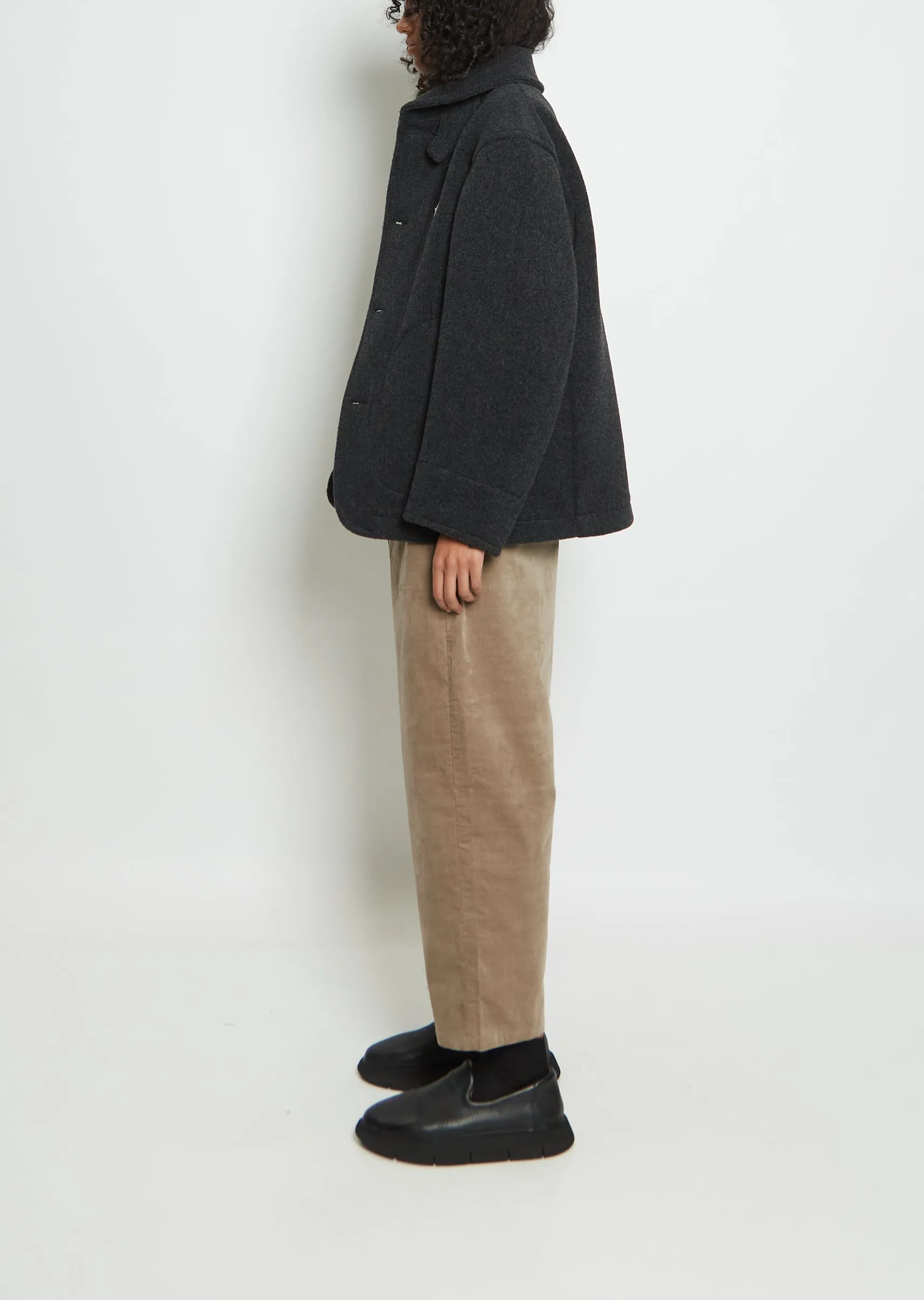 Wool Blend Round Collar Jacket — Charcoal sold by La Garconne product image thumbnail 2