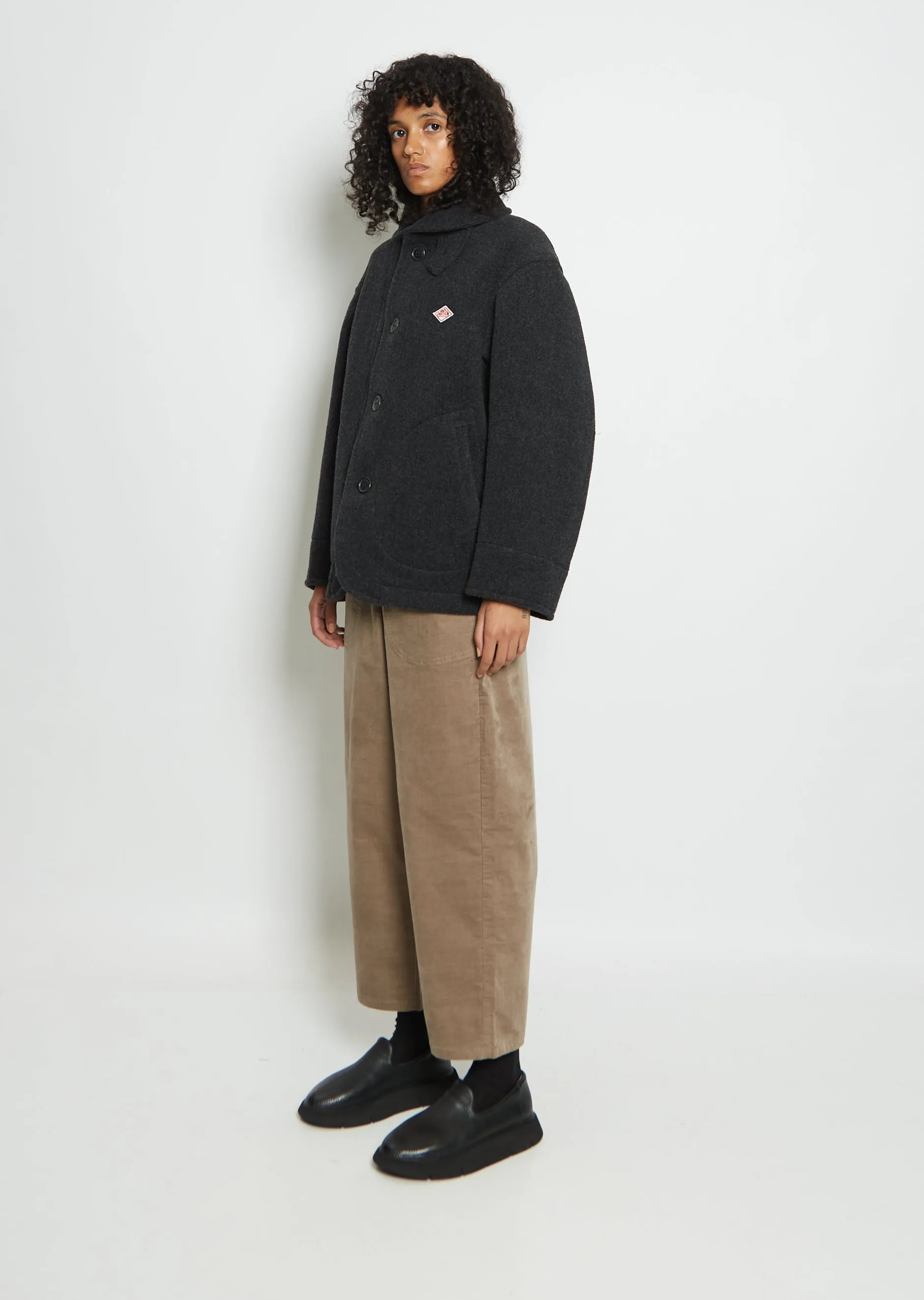 Wool Blend Round Collar Jacket — Charcoal sold by La Garconne product image thumbnail 4