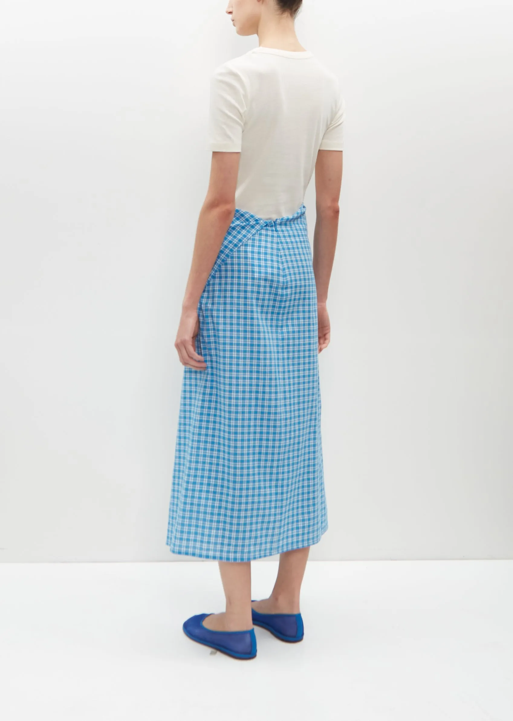 Draped Wrap Skirt — Blue Plaid sold by La Garconne product image thumbnail 3
