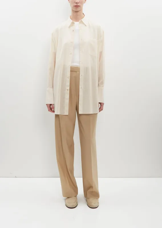 Hard Twist Finx Organza Stripe Shirt — Light Beige Stripe sold by La Garconne