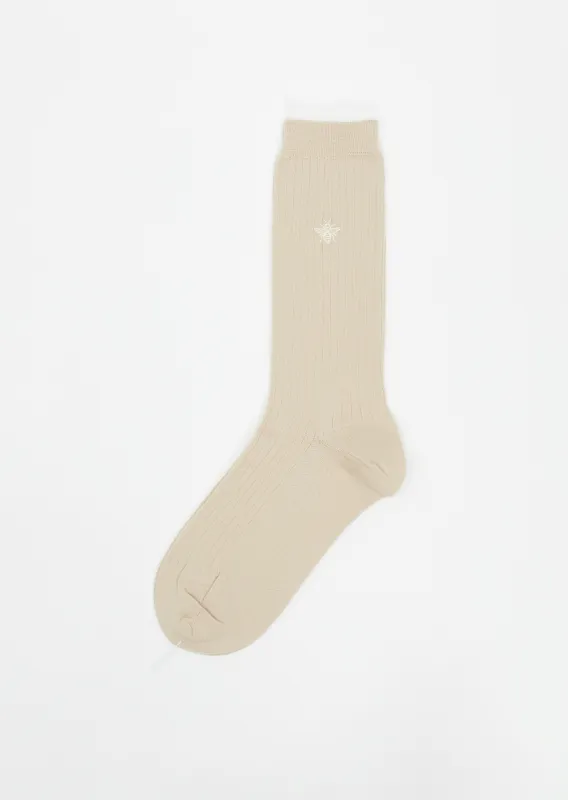 Super Merino + Bee Socks — Ivory sold by La Garconne