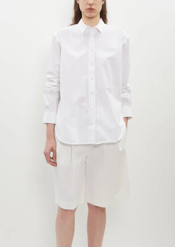 Signature Cotton Shirt — White / Ochre Pinstripe sold by La Garconne
