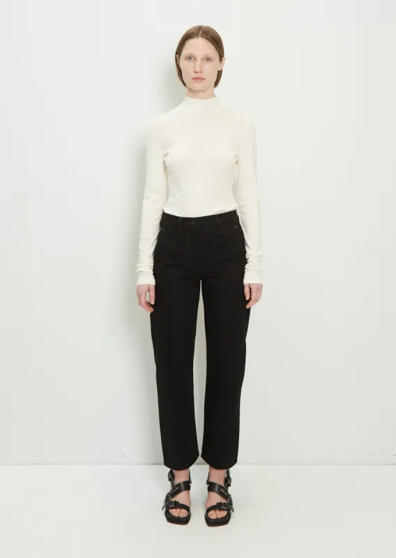 Denim Twisted Pant — Black sold by La Garconne