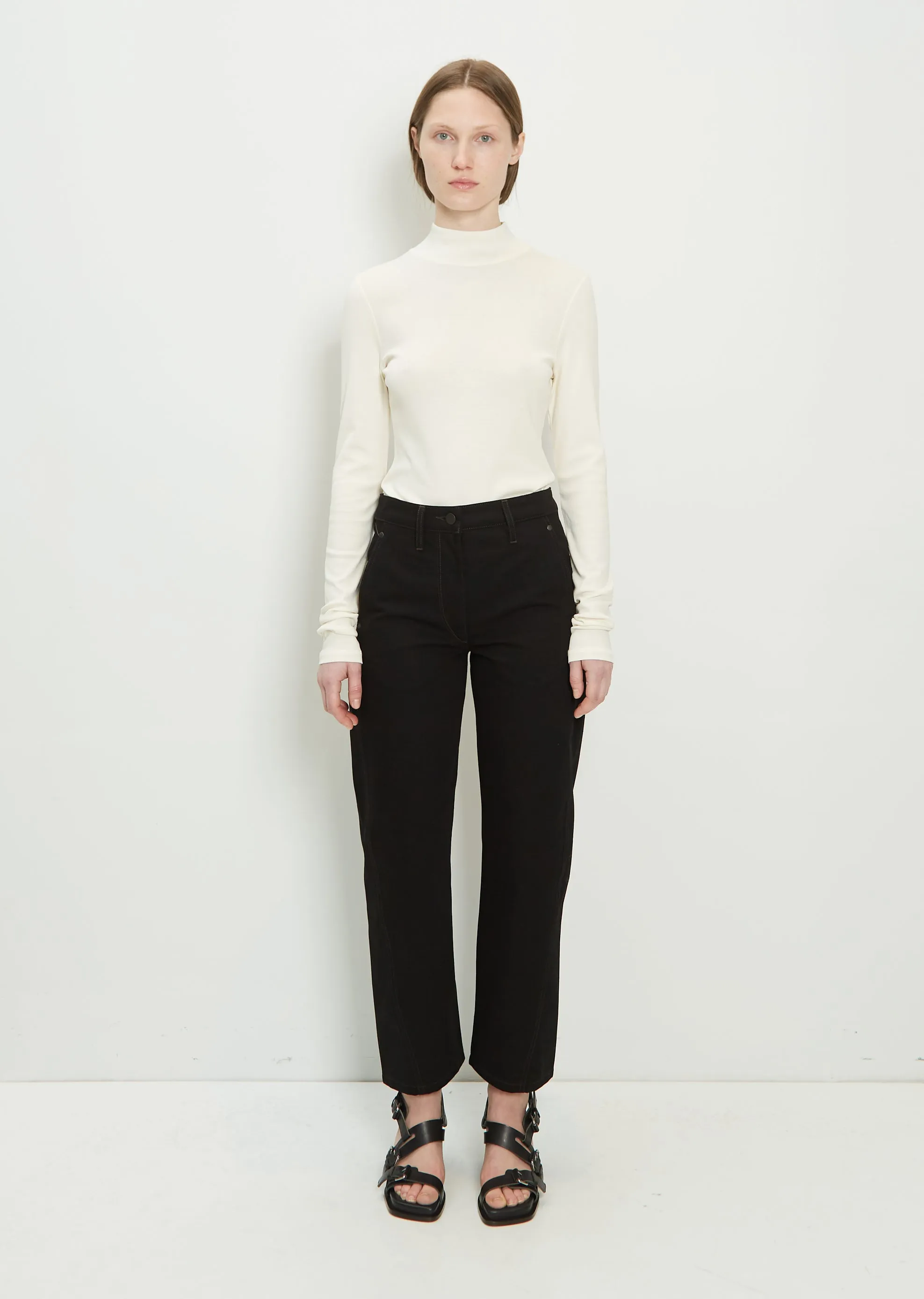 Denim Twisted Pant — Black sold by La Garconne