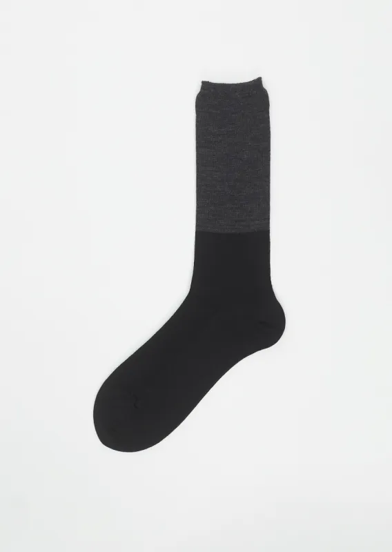 Two Tone Rib Socks — Black sold by La Garconne