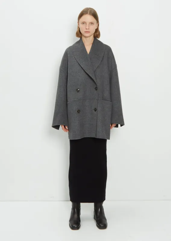 Double Breasted Wool Jacket — Grey Melange sold by La Garconne