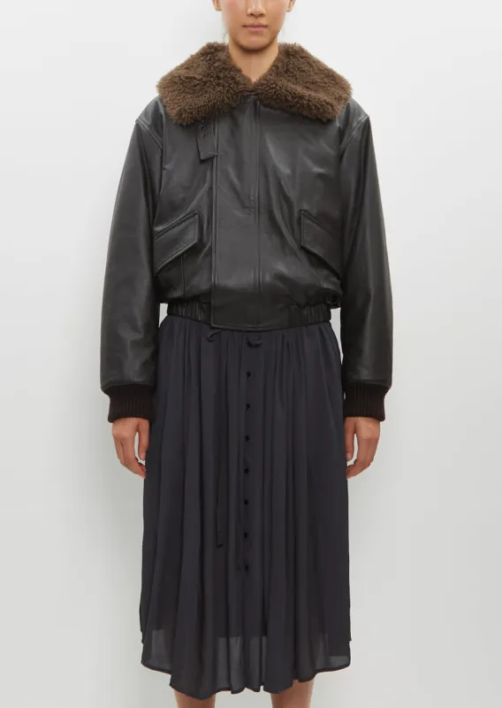 Leather Blouson with Shearling Collar sold by La Garconne