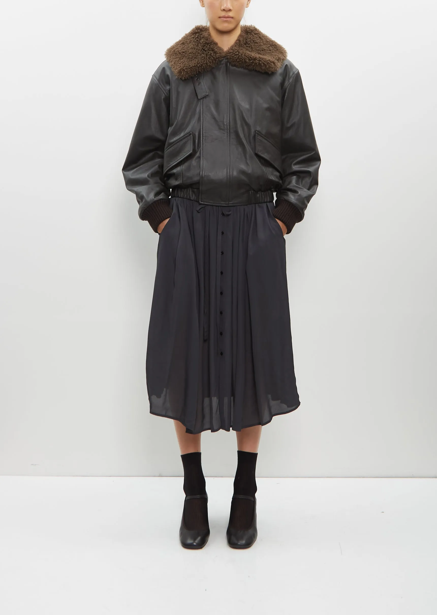 Leather Blouson with Shearling Collar sold by La Garconne product image thumbnail 4