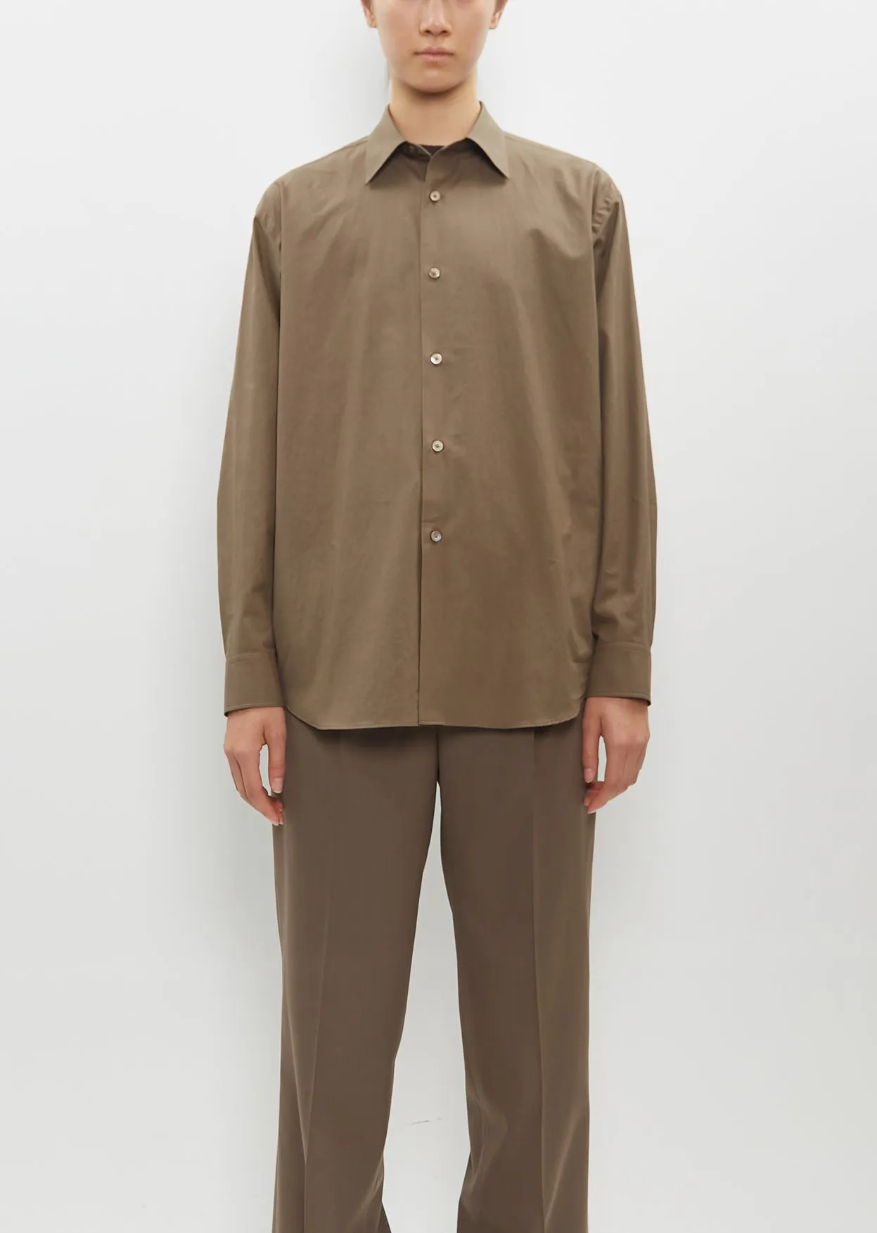 Washed Finx Twill Shirt — Brown sold by La Garconne
