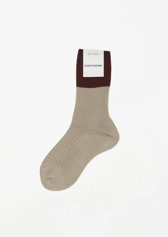 Four Ribbed Crew Socks — Mahogany/Sand made by Sofie D'Hoore