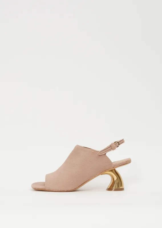 Sling Back Leather Heeled Mule — Sand made by Dries Van Noten