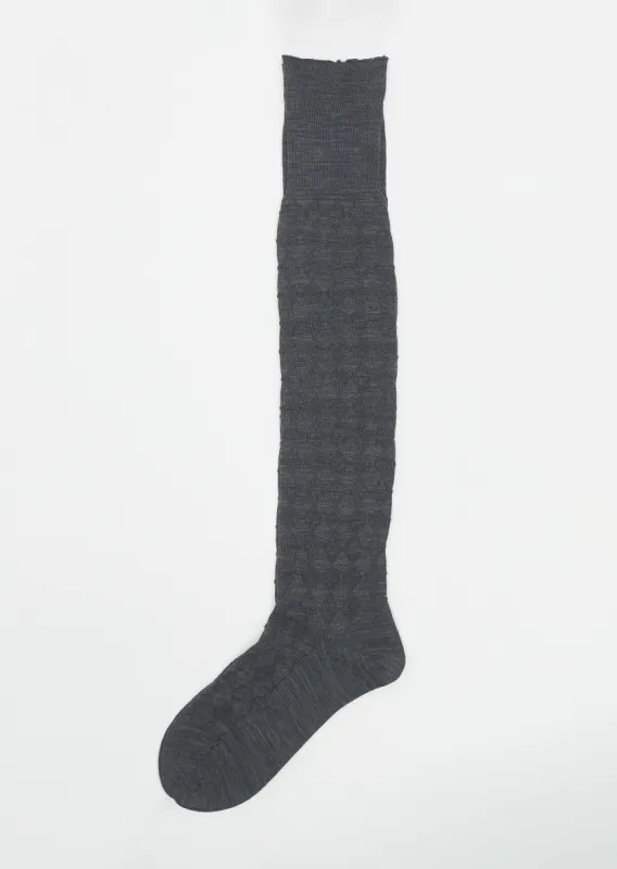 Super Merino Links High Sock — Medium Grey sold by La Garconne
