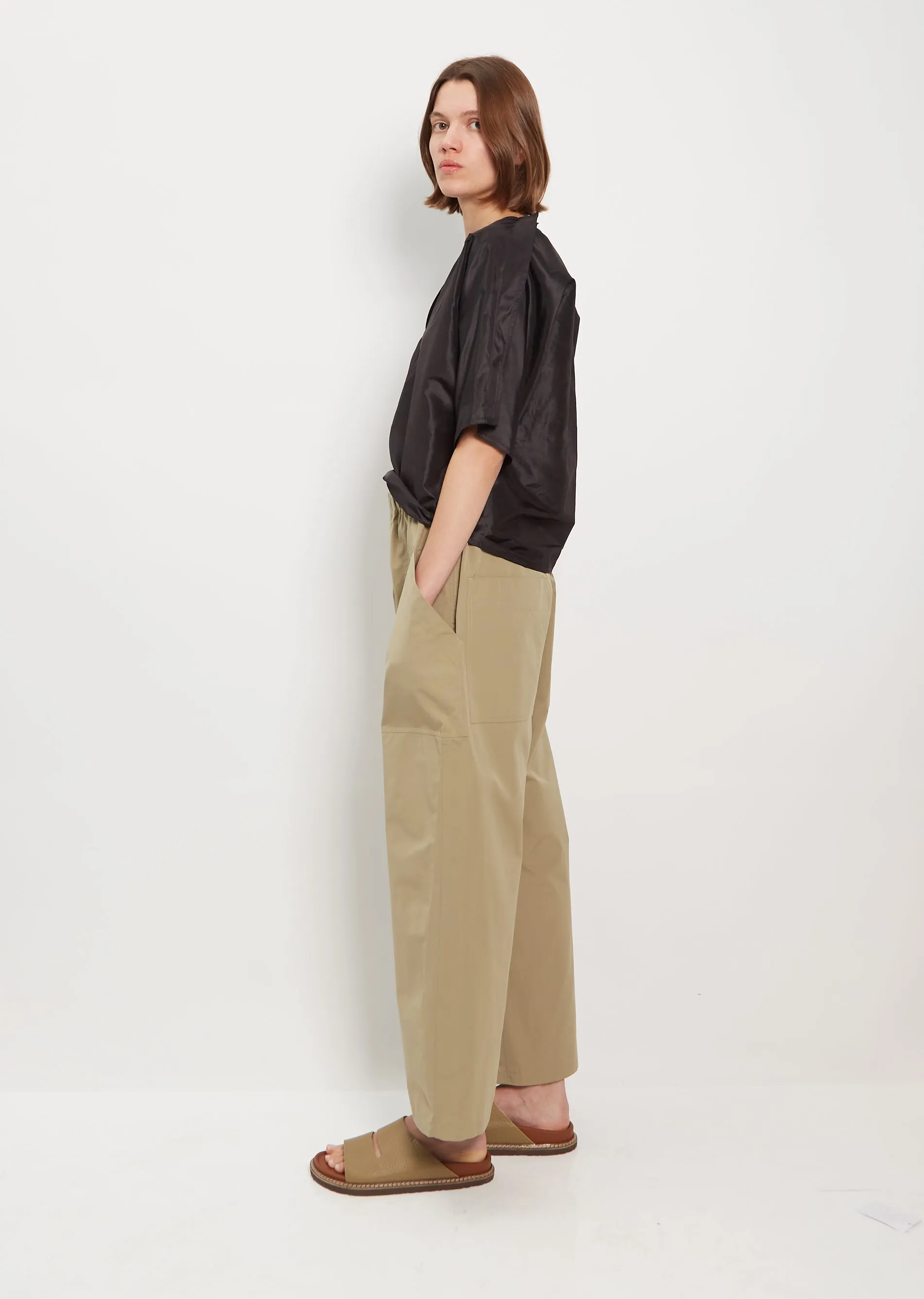 Power Wide Patch Cotton Taffeta Pant — Lentil sold by La Garconne product image thumbnail 2