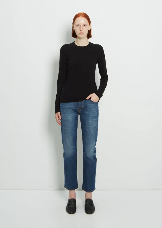 Merino Wool & Cashmere Skinny Crewneck sold by La Garconne